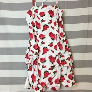Red Rose Scrunched Up Dress